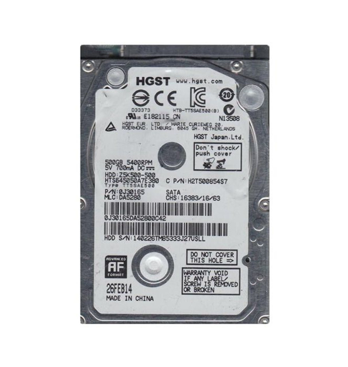 0J30165 | HGST | Travelstar Z5K500 Series 500Gb 5400Rpm Sata 3Gb/S 8Mb Cache 2.5-Inch Hard Drive