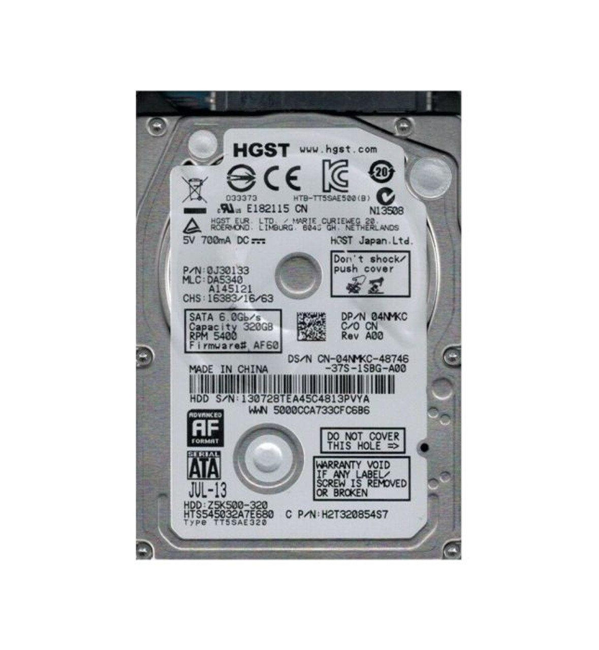 0J30133 | HGST | TRAVELSTAR Z5K500 SERIES 320GB 5400RPM SATA 6GB/S 8MB CACHE 2.5-INCH HARD DRIVE