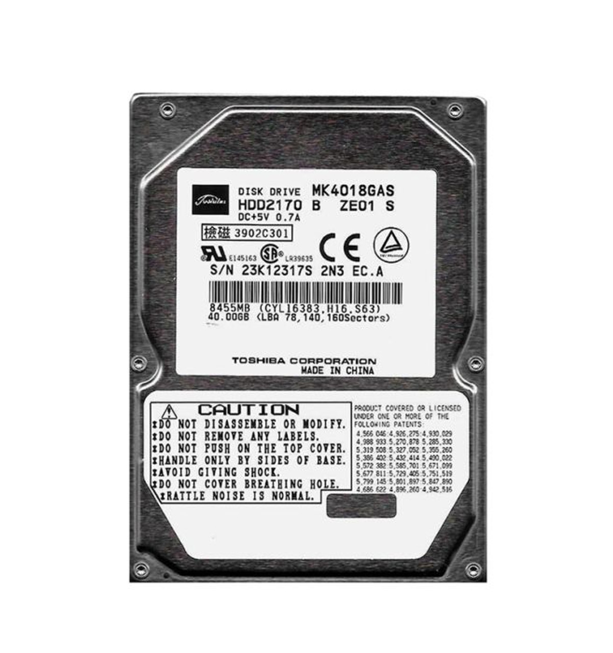 MK4018GAS | TOSHIBA | 40Gb 4200Rpm Ide Ultra Ata/100 (Ata-6) 2Mb Cache 2.5-Inch Hard Drive