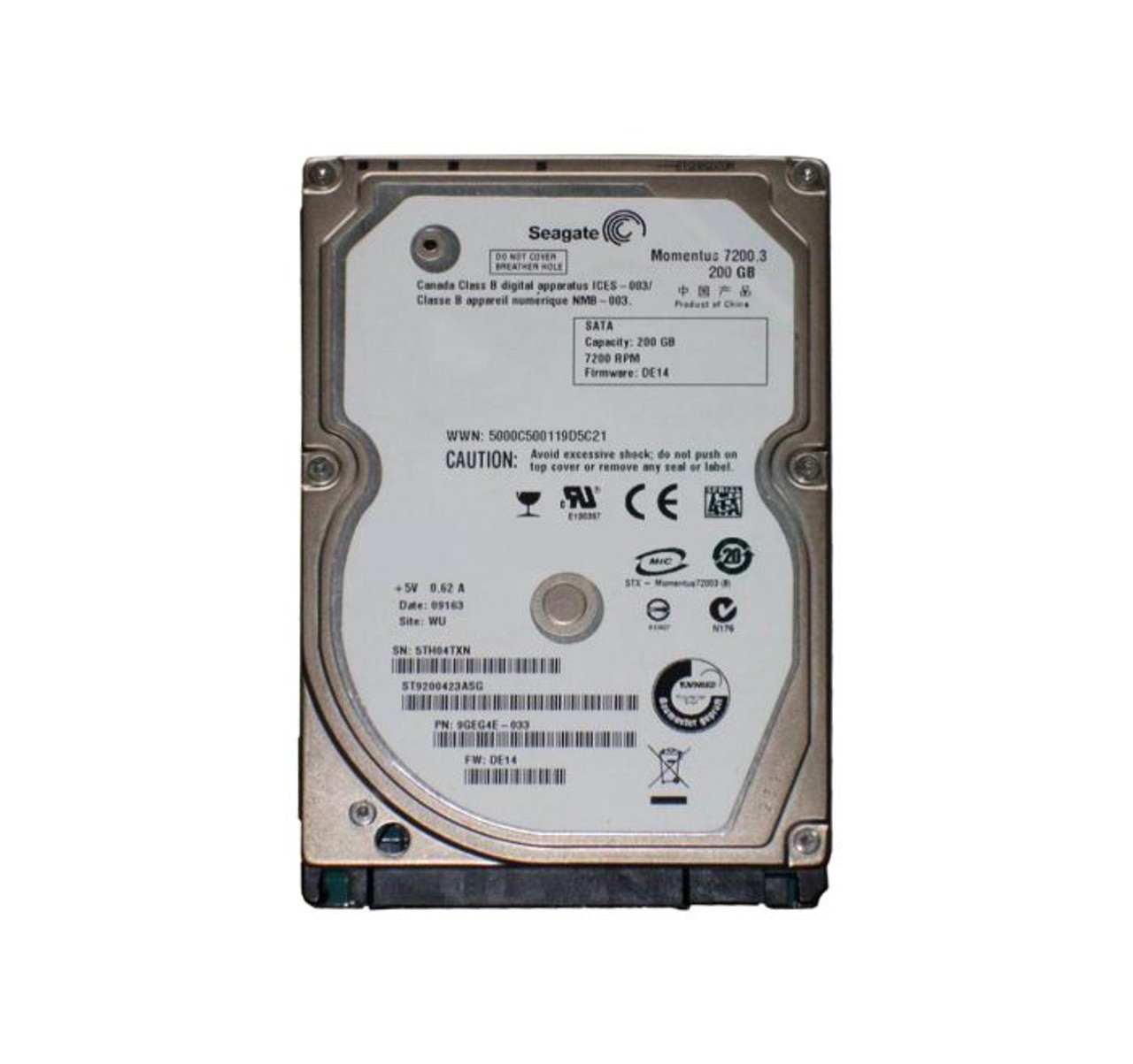 ST9200423ASG | SEAGATE | Momentus 7200.3 200Gb 7200Rpm Sata 3Gb/S 16Mb Cache 2.5-Inch Hard Drive