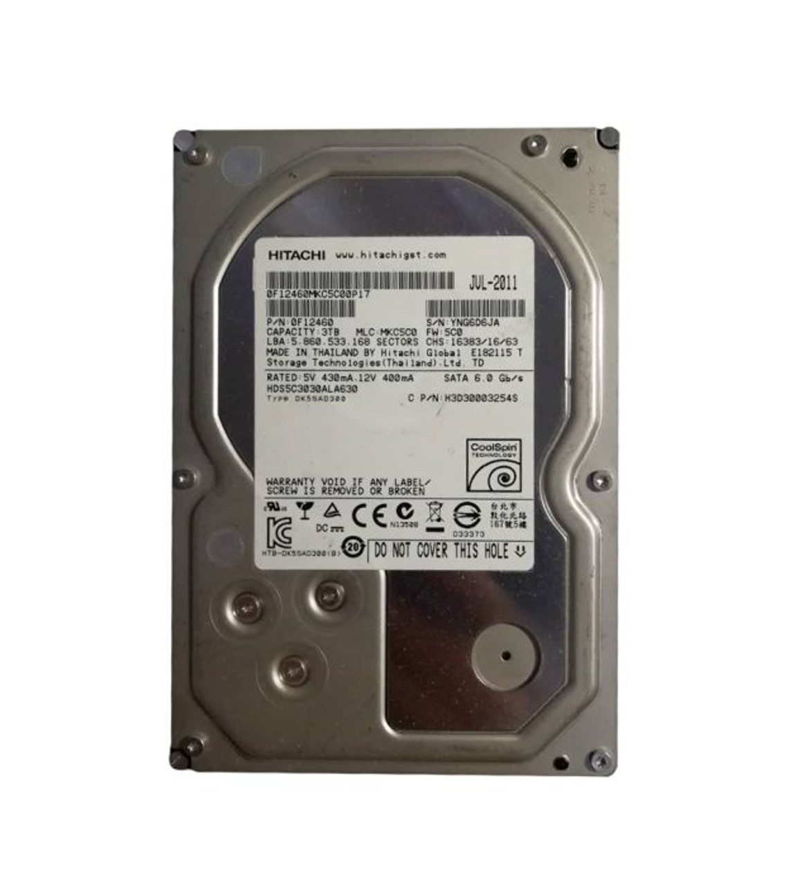 H3D30003254S | HITACHI | 3TB 5400RPM SATA 6GB/S 32MB CACHE 3.5-INCH HARD DRIVE