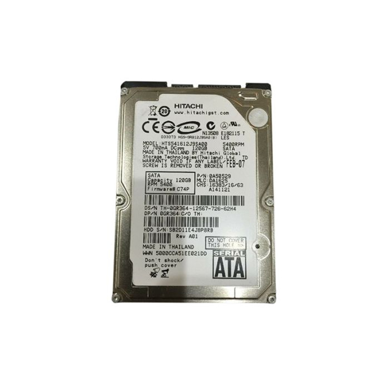 0GR364 | DELL | 120GB 5400RPM SATA 1.5GB/S 8MB CACHE 2.5-INCHHARD DRIVE