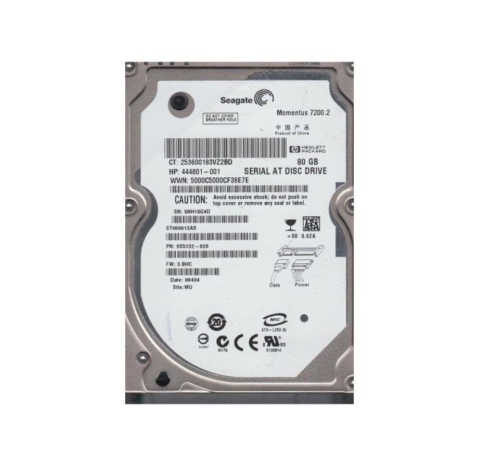 9S5132-020 | Seagate | Momentus 7200.2 80GB 7200RPM SATA 3GB/s 8MB Cache 2.5-inch Hard Drive