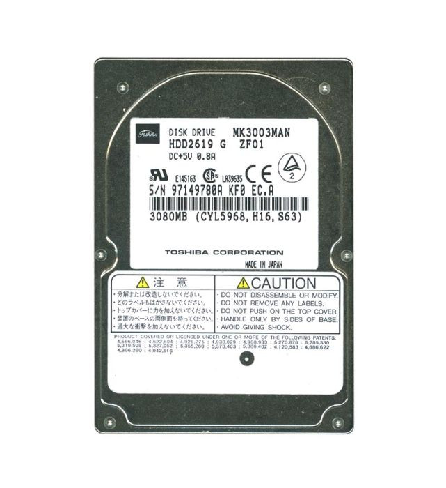 MK3003MAN | TOSHIBA | 3.08GB 4200RPM IDE 128KB CACHE 2.5-INCH HARD DRIVE