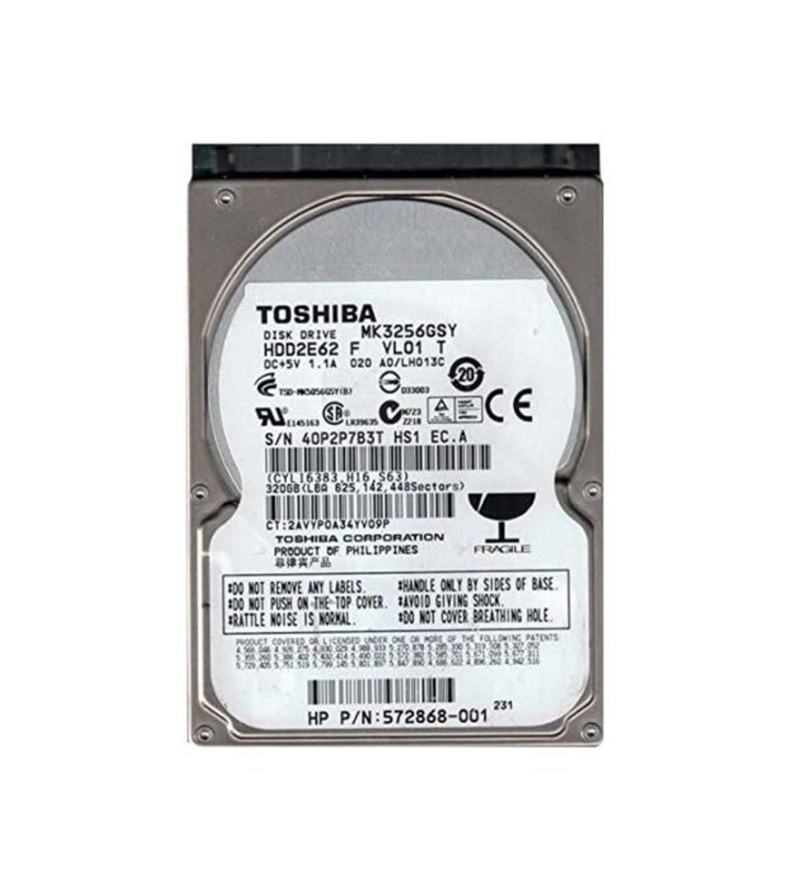 HDD2E62C | TOSHIBA | 320GB 7200RPM SATA 3GB/S 16MB CACHE 2.5-INCH HARD DRIVE