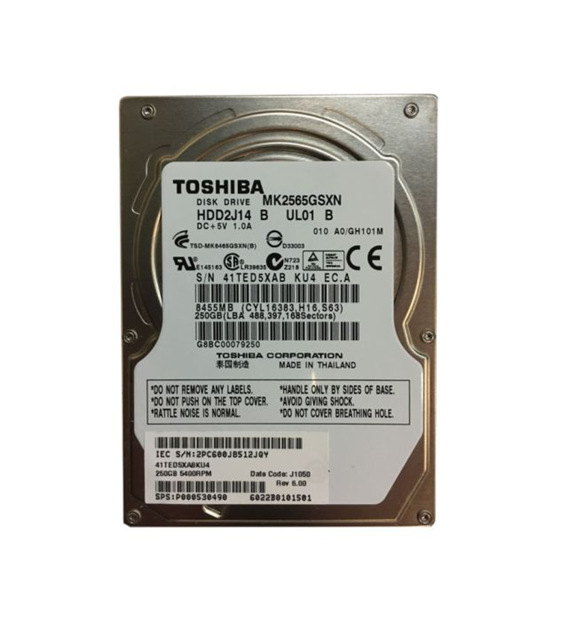 P000530490 | TOSHIBA | 250GB 5400RPM SATA 3GB/S 8MB CACHE 2.5-INCH HARD DRIVE