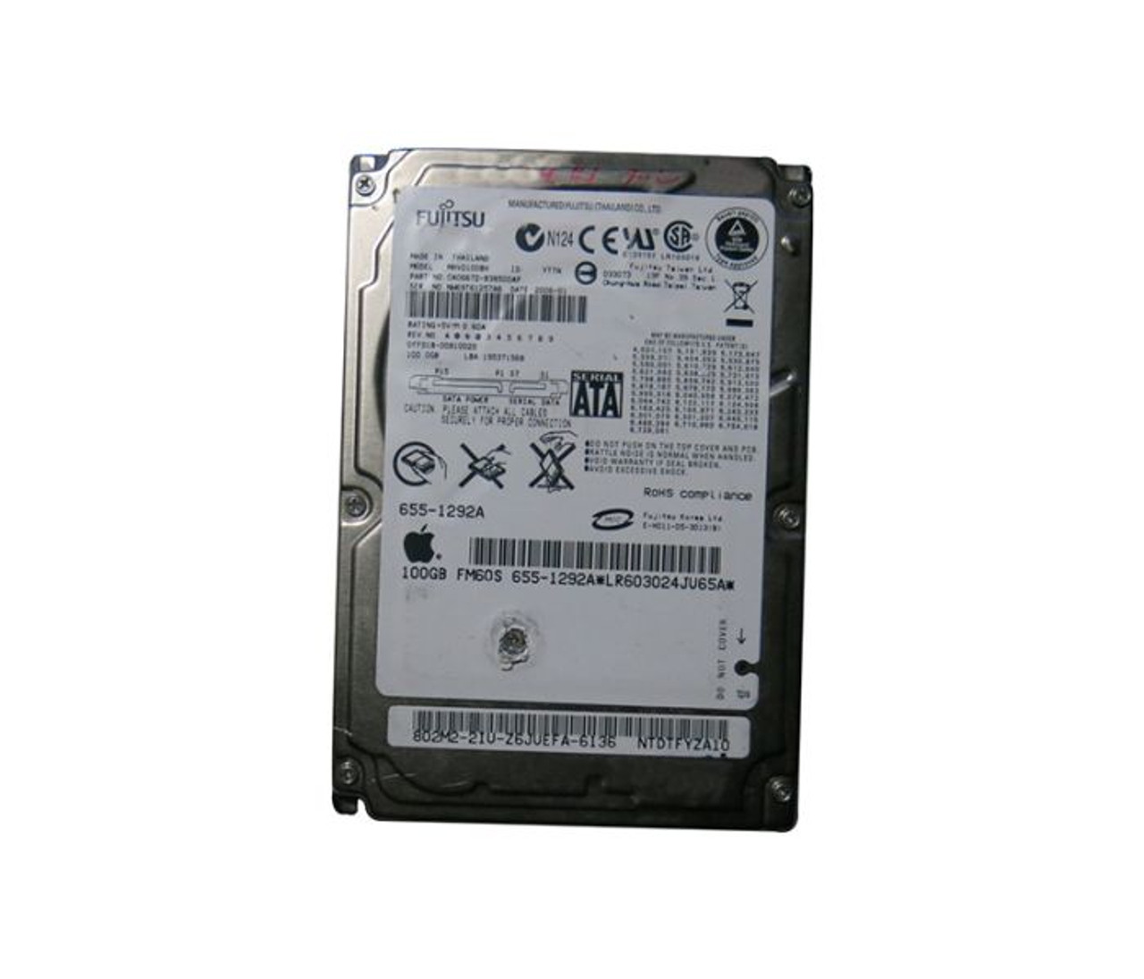 655-1292A | APPLE | 100GB 5400RPM SATA 1.5GB/S 8MB CACHE 2.5-INCH HARD DRIVE 655-1292A | APPLE | 100GB 5400RPM SATA 1.5GB/S 8MB CACHE 2.5-INCH HARD DRIVE