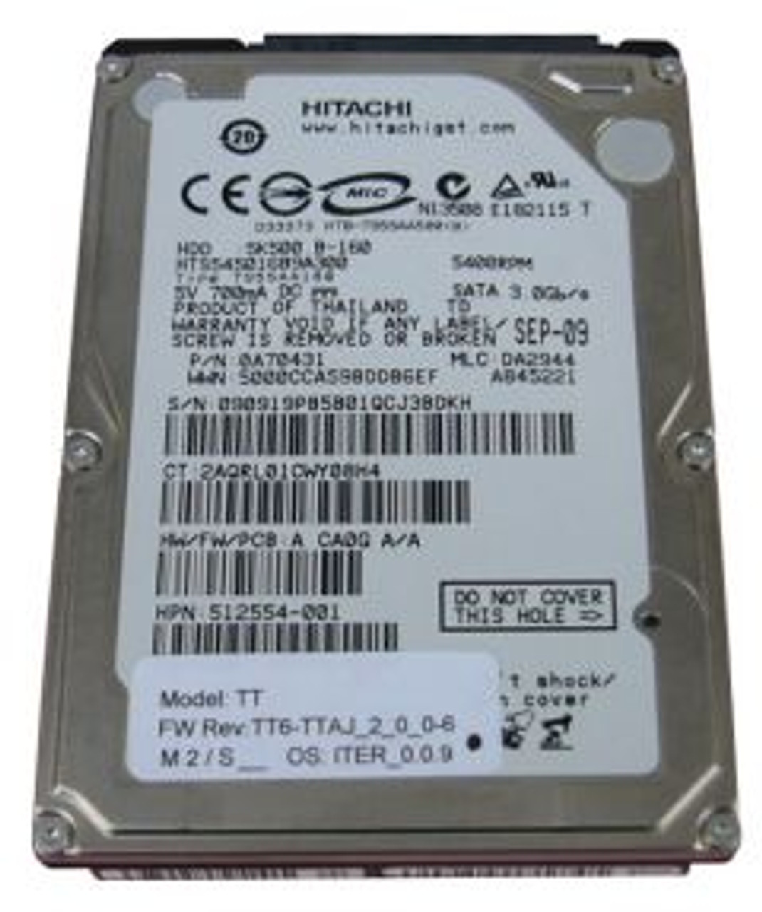 CN727-67017 | HP | 160GB 5400RPM SATA 3GB/S 2.5-INCH HARD DRIVE