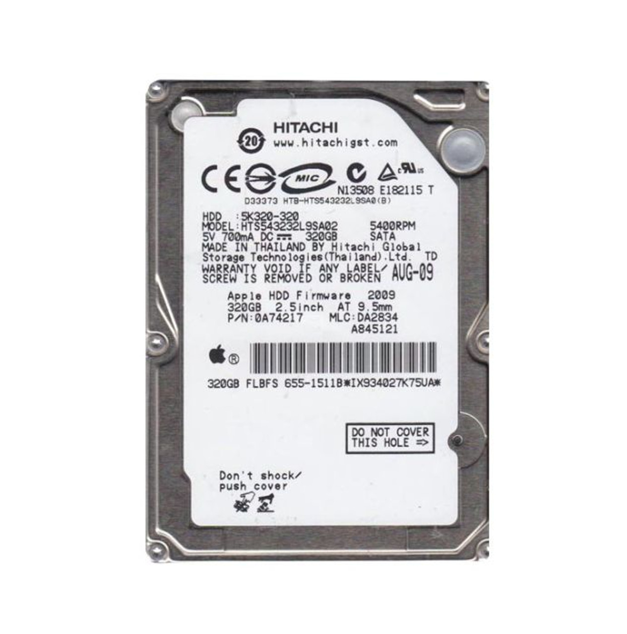 0A74217 | HITACHI | TRAVELSTAR 5K320 SERIES 320GB 5400RPM SATA 1.5GB/S 8MB CACHE (512) 2.5-INCH HARD DRIVE