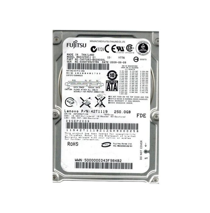 MHZ2250CJ | FUJITSU | MHZ2-CJ 250GB 7200RPM SATA 3GB/S 16MB CACHE 2.5-INCH HARD DRIVE