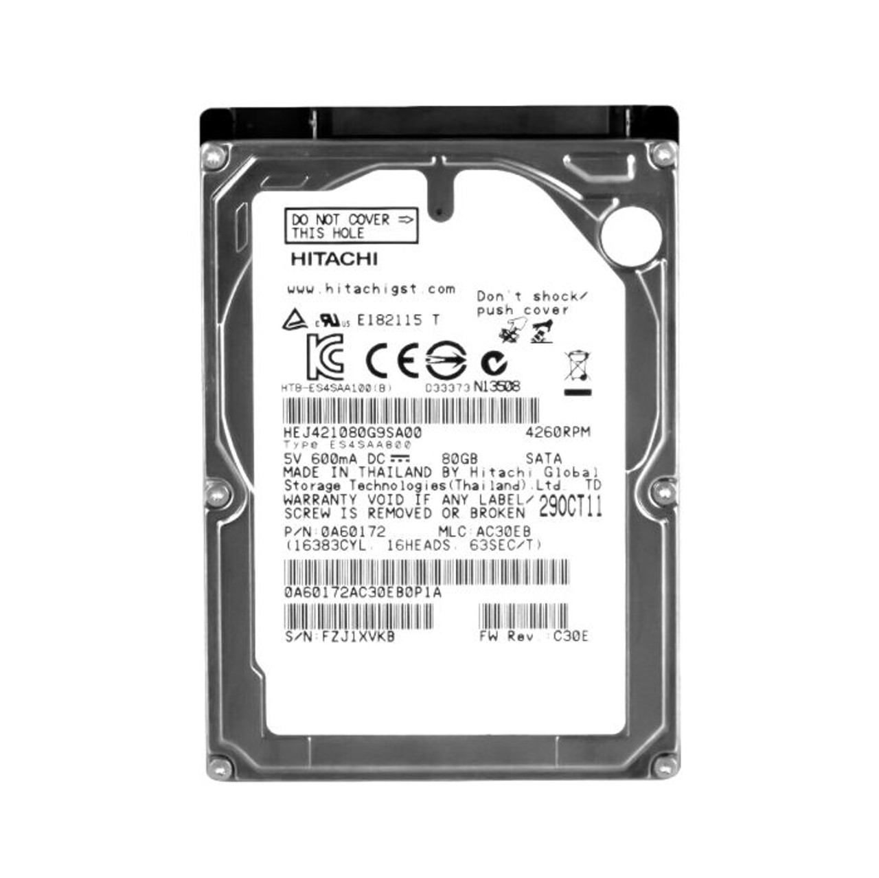 HEJ421080G9SA00 | HGST | ENDURASTAR J4K100 SERIES 80GB 4260RPM SATA 1.5GB/S 8MB CACHE (512) 2.5-INCH HARD DRIVE