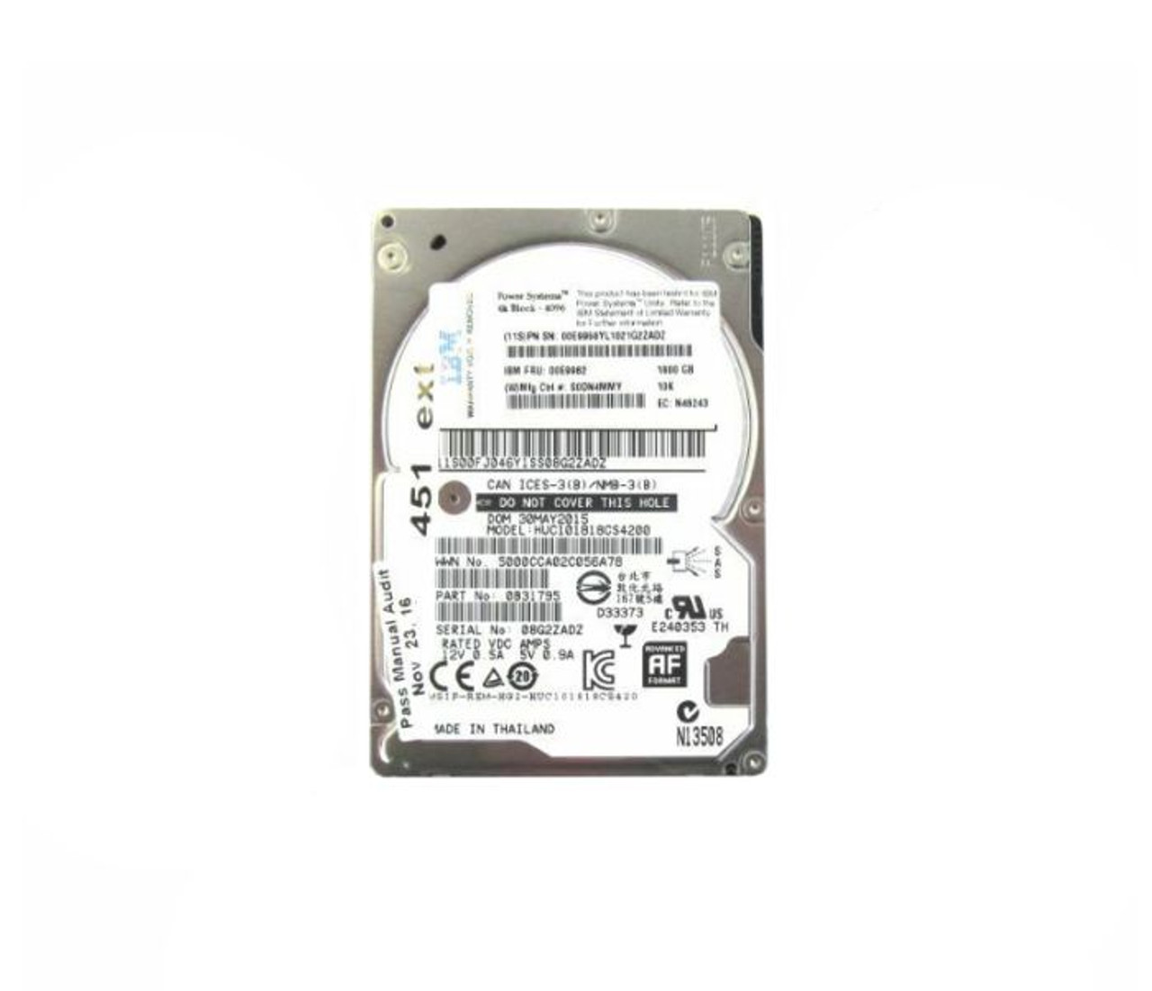 00E9962 |  IBM | 1.8TB 10000RPM SAS 12GB/S 2.5-INCH HARD DRIVE