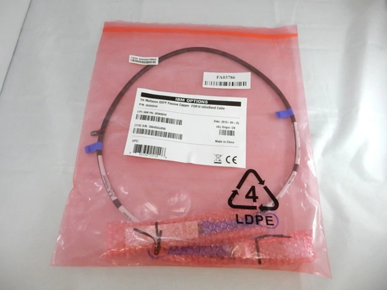 7290107191180 | IBM | 1M Qsfp MELLANOX Passive Copper Fdr14 Cable, Vpi, Up To 56Gb/S, Brand New. In Stock.