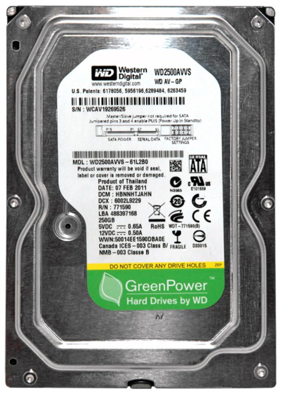 WD2500AVVS | Western Digital | Av-Gp 250Gb 5400Rpm Sata 3Gbps 8Mb Cache 3.5-Inch Internal Hard Drive