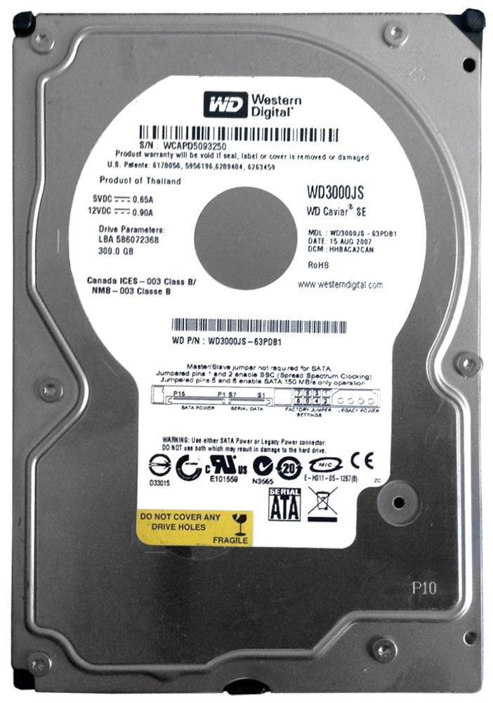 WD3000JS | Western Digital | Caviar Se 300Gb 7200Rpm Sata 3Gbps 8Mb Cache 3.5-Inch Internal Hard Drive
