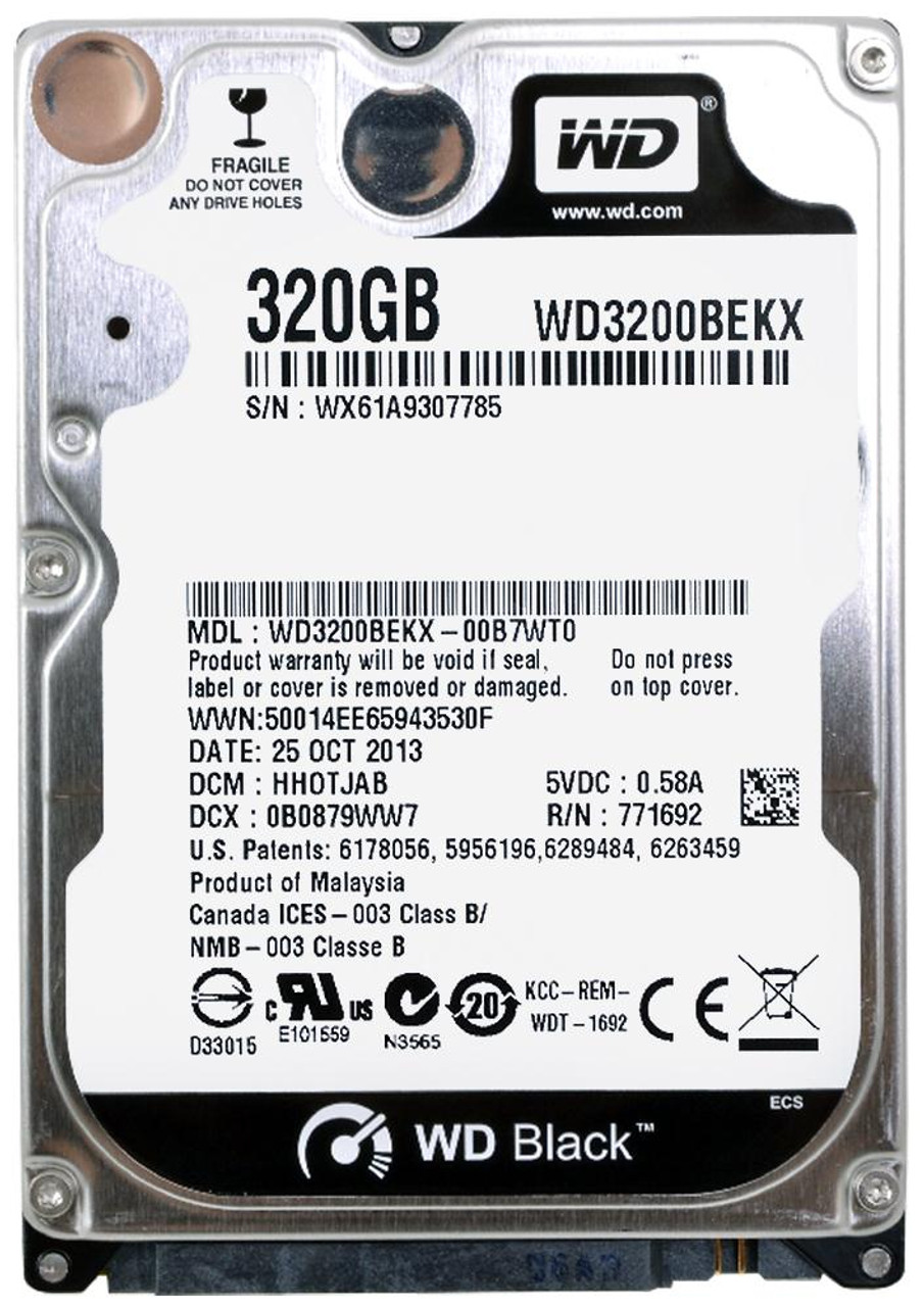 WD3200BEKX | Western Digital | Black 320Gb 7200Rpm Sata 6Gbps 16Mb Cache 2.5-Inch Internal Hard Drive