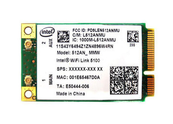 512ANMMWW | INTEL | 5100 Series Dual Band 2.4Ghz / 5Ghz 300Mbps Ieee 802.11A/B/G/Draft-N Mini Pci Express Wireless Network Card
