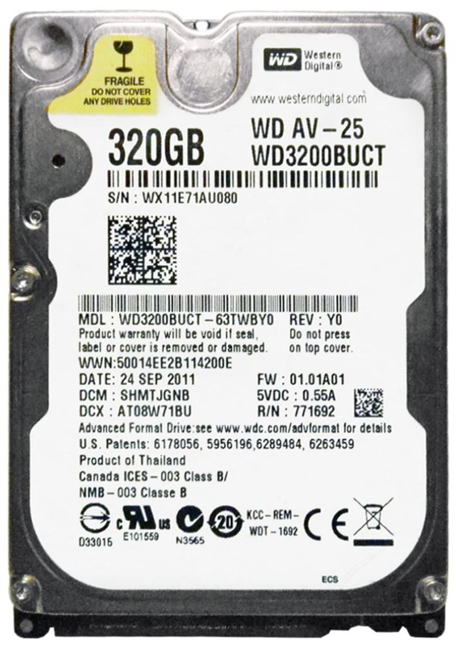 WD3200BUCT | Western Digital | Av-25 320Gb 5400Rpm Sata 3Gbps 16Mb Cache 2.5-Inch Internal Hard Drive