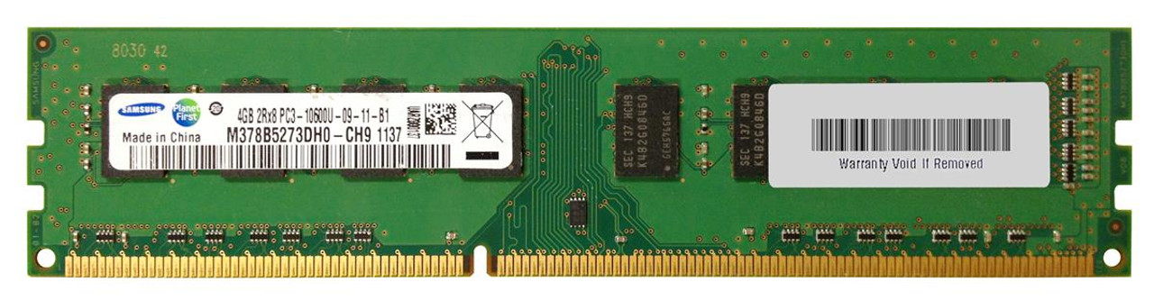 M378B5273DH0-CH9 | Samsung | 4Gb Pc3-10600 Ddr3-1333Mhz Non-Ecc Unbuffered Cl9 240-Pin Dimm Dual Rank Memory Module