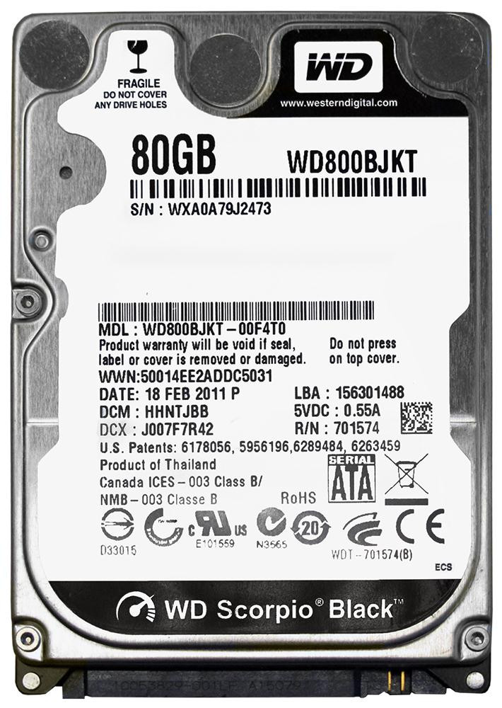 WD800BJKT | Western Digital | Scorpio Black 80Gb 7200Rpm Sata 3Gbps 16Mb Cache 2.5-Inch Internal Hard Drive