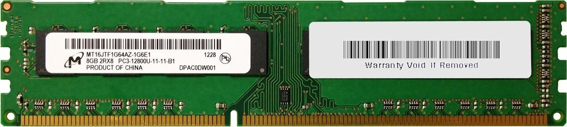 MT16JTF1G64AZ-1G6E1 | Micron | 8Gb (1X8Gb) 1600Mhz Pc312800 Cl11 Nonecc Unbuffered Dual Rank Ddr3 Sdram 240Pin Dimm  Memory Module