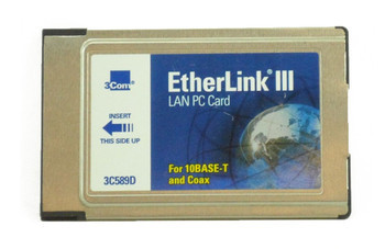 3C589D-16-0108-000 | 3COM | Etherlink Pcmicia Ethernet Network Card For 10Base-T & Coaxial Cable Without Dongle