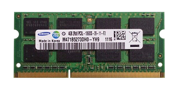 M471B5273DH0-YH9 | Samsung | 4Gb Pc3-10600 Ddr3-1333Mhz Non-Ecc Unbuffered Cl9 204-Pin Sodimm 1.35V Low Voltage Dual Rank Memory Module
