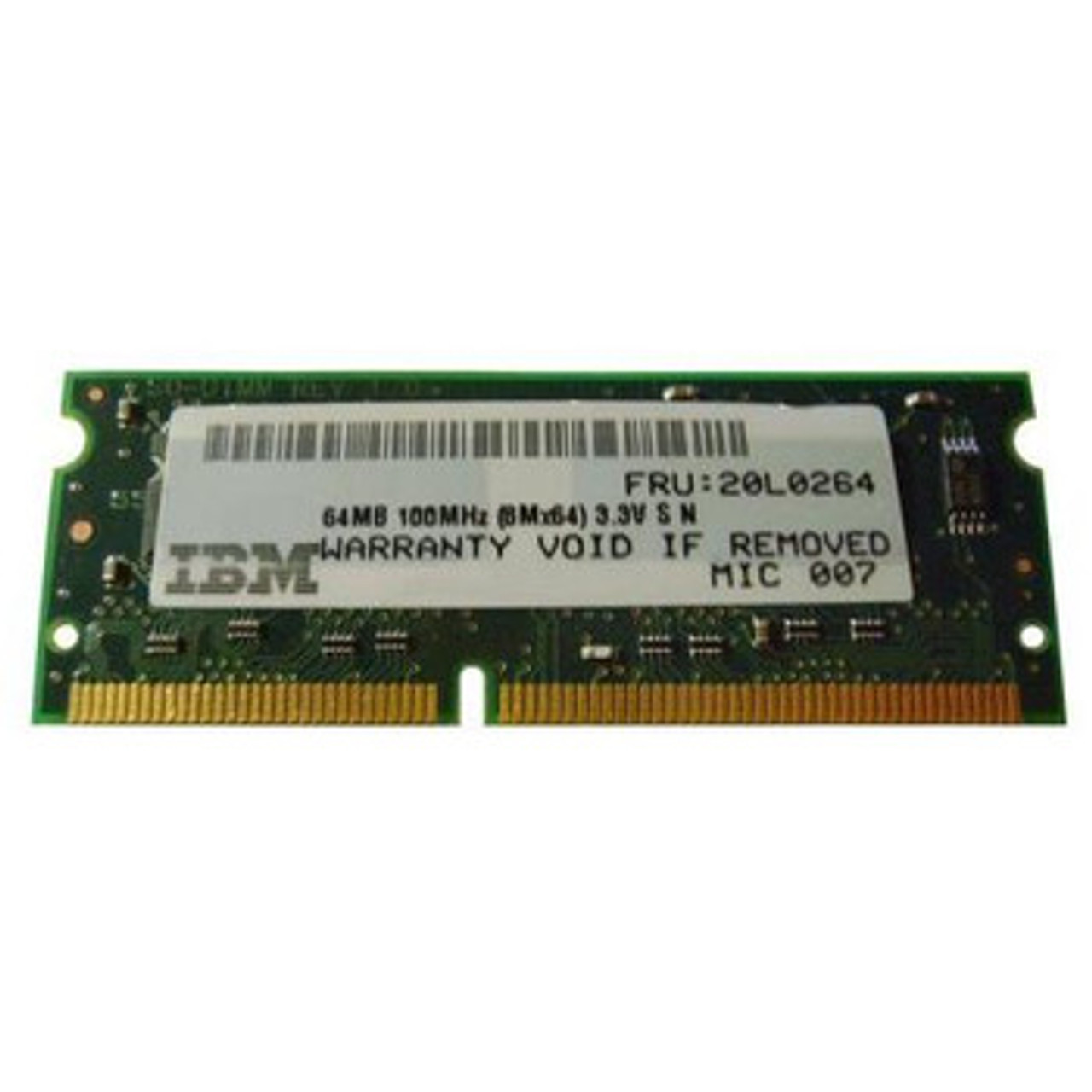 20L0264 | Ibm | 64Mb Sodimm Non Parity Pc 100 100Mhz Memory