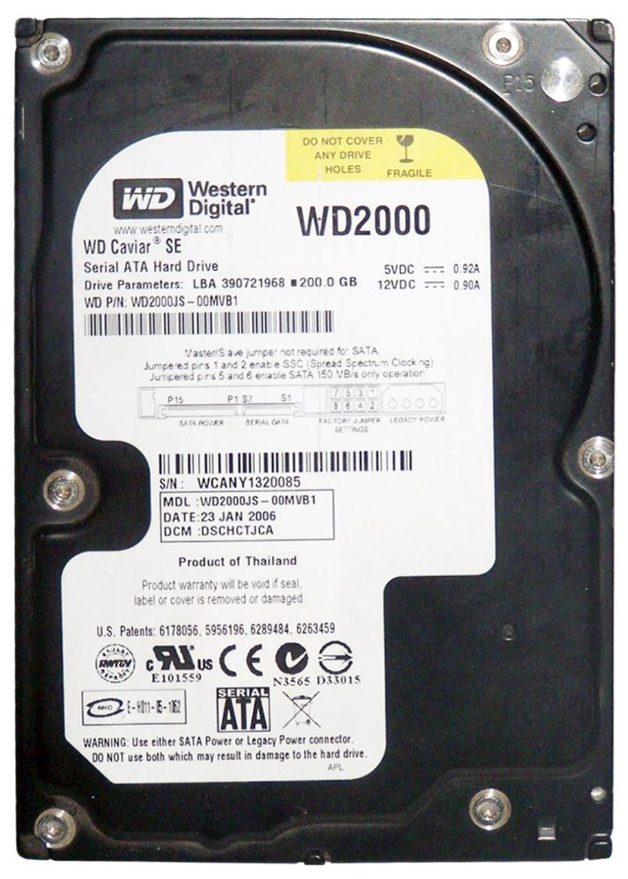 WD2000JS | Western Digital | Caviar Blue 200Gb 7200Rpm Sata 3Gbps 8Mb Cache 3.5-Inch Internal Hard Drive