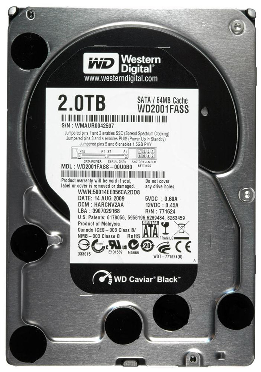 WD2001FASS | Western Digital | Caviar Black 2Tb 7200Rpm Sata 3Gbps 64Mb Cache 3.5-Inch Internal Hard Drive