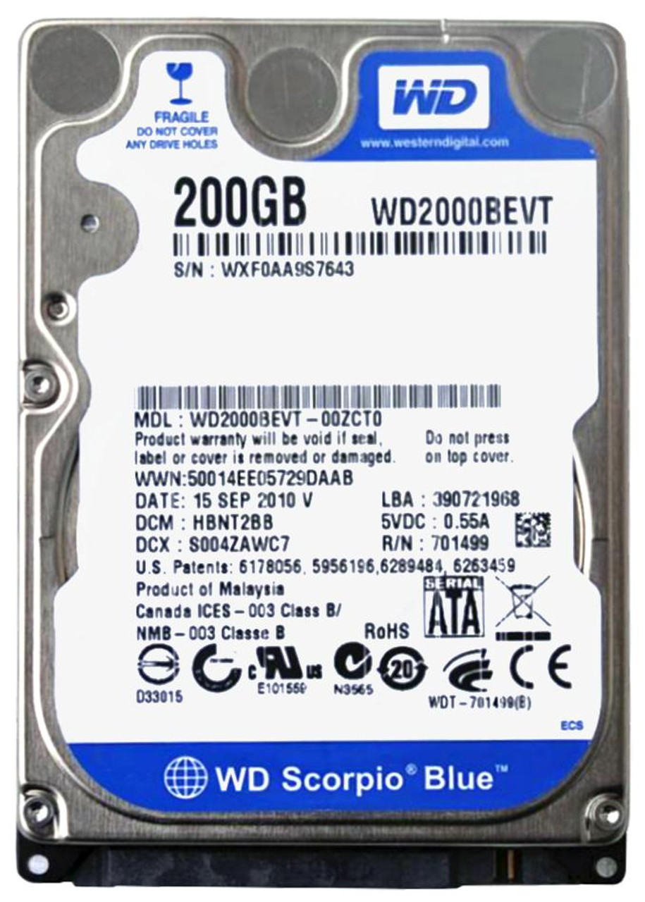WD2000BEVT | Western Digital | Scorpio 200Gb 5400Rpm Sata 3Gbps 8Mb Cache 2.5-Inch Internal Hard Drive