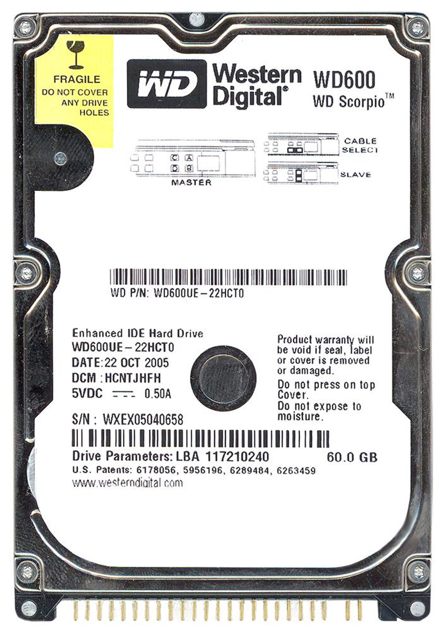 WD600UE | Western Digital | Scorpio 60Gb 5400Rpm Ata-100 2Mb Cache 2.5-Inch Internal Hard Drive