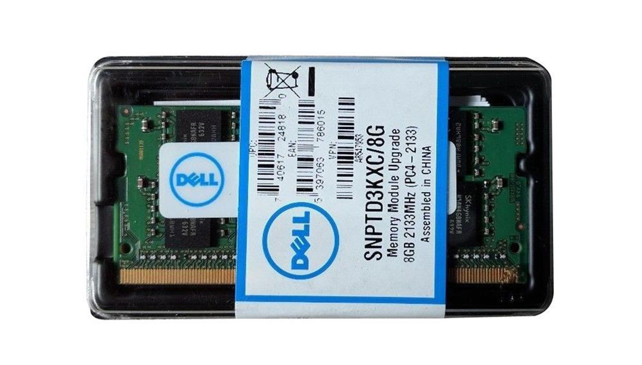 SNPTD3KXC | Dell | 8Gb Pc4-17000 Ddr4-2133Mhz Non-Ecc Unbuffered Cl15 260-Pin Sodimm 1.2V Dual Rank Memory Modulemfr P/N
