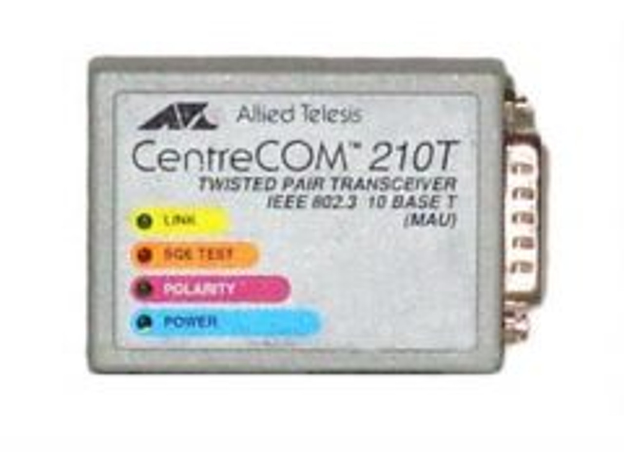 210TX | ALLIED TELESIS | Centrecom Ieee 802.3 10Base-T Mau Rj45 To Aui Twisted Pair Transceiver