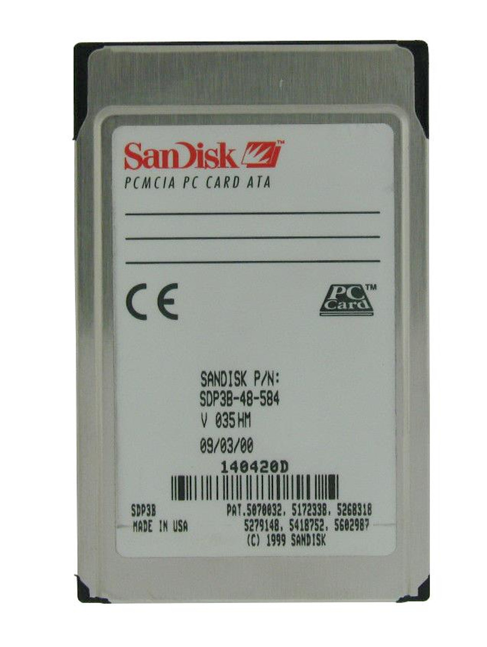 SDP3B-48-584 | Sandisk | 48Mb Ata/Ide (Pata) Pc Card Internal Solid State Drive (Ssd)
