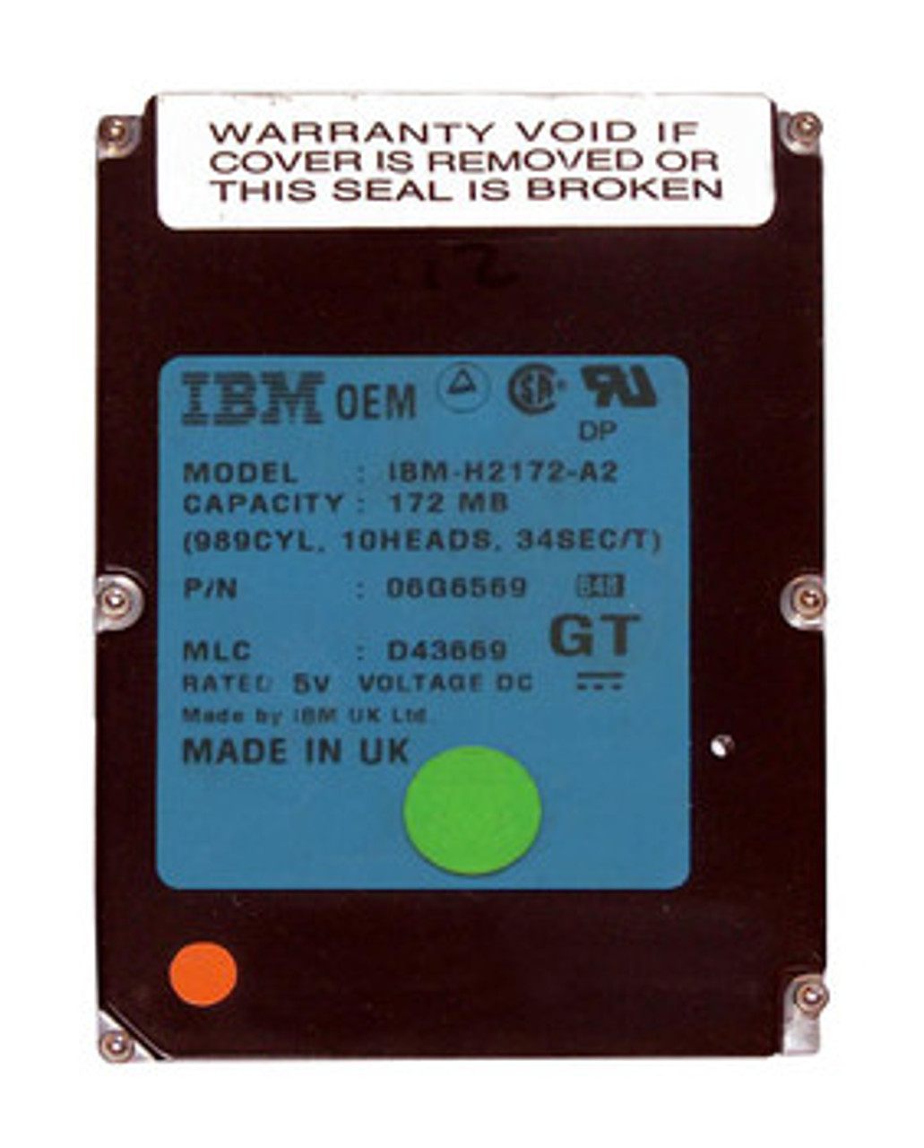 06G6569 | IBM | 172Mb 3800Rpm Ata/Ide 32Kb Cache 2.5-Inch Internal Hard Drive