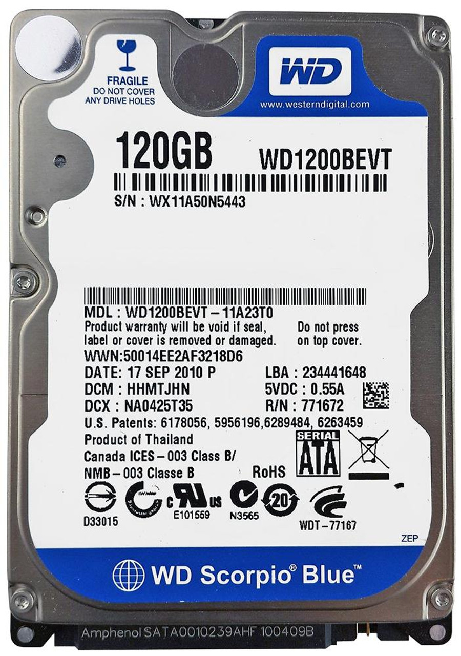 WD1200BEVT | Western Digital | Scorpio Blue 120Gb 5400Rpm Sata 3Gbps 8Mb Cache 2.5-Inch Internal Hard Drive