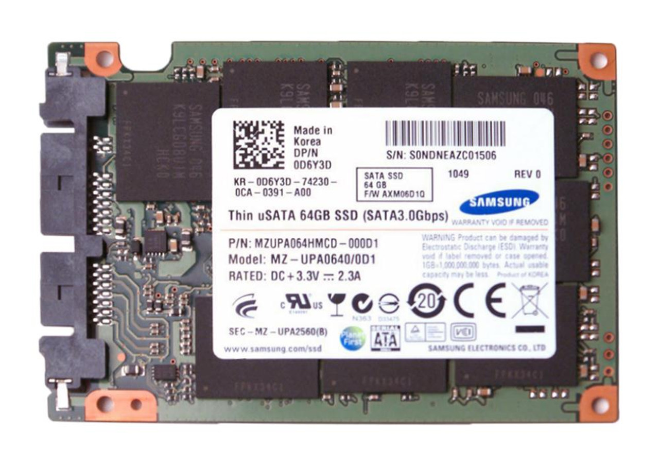 D6Y3D | Dell | 64Gb Mlc Sata 3Gbps Usata 1.8-Inch Internal Solid State Drive (Ssd)