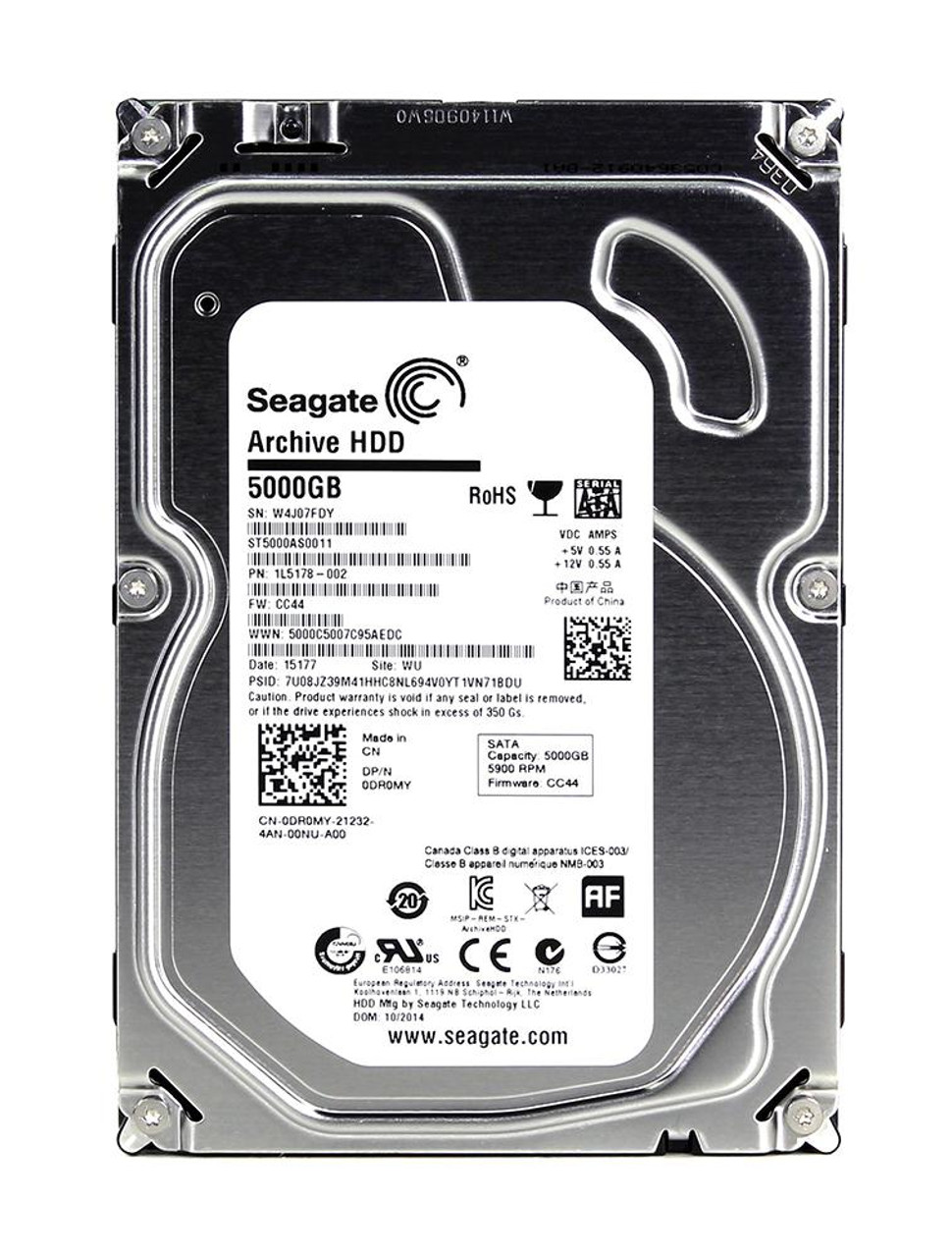 ST5000AS0011 | Seagate | Archive 5Tb 5900Rpm Sata 6Gbps 128Mb Cache (512E) 3.5-Inch Internal Hard Drive