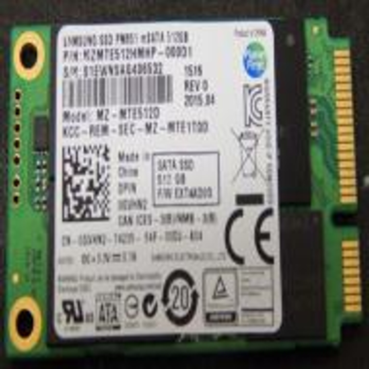 MZMTE512HMHP | Samsung | Pm851 Series 512Gb Sata-6Gbps Msata Solid State Drive