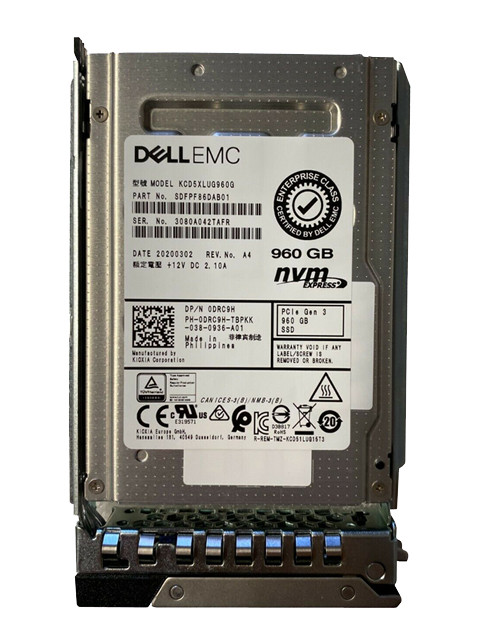 DRC9H | Dell | 960gb Cd5 Series Readintensive Nvme Pcie Gen3 X4 U.2 Interface 2.5in 64layer Bics Flash 3d Tlc Solid State Drive Ssd For Poweredge Server