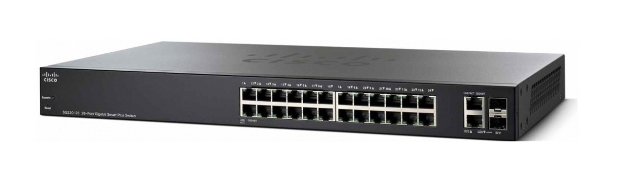 SG220-26-K9 | Cisco | Small Business Smart Plus Sg22026 Managed Switch 24 Ethernet Ports And 2 Combo Gigabit Sfp Ports