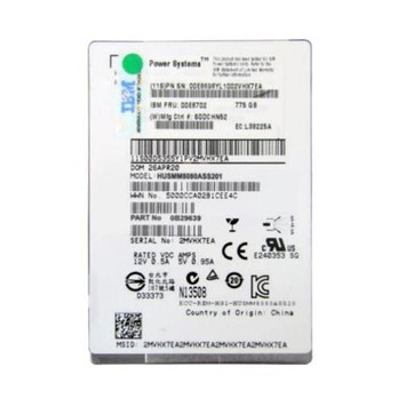 00D5355 | Ibm | 775Gb Mlc Sas 12Gbps 2.5-Inch Internal Solid State Drive (Ssd)