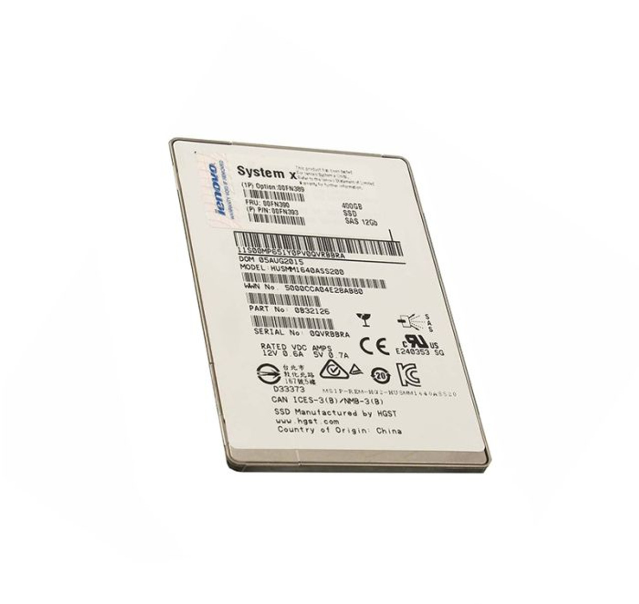 00FN390 | Ibm | Enterprise 400Gb Multi-Level Cell (Mlc) Sas 12Gb/S Hot-Swappable 2.5-Inch Solid State Drive