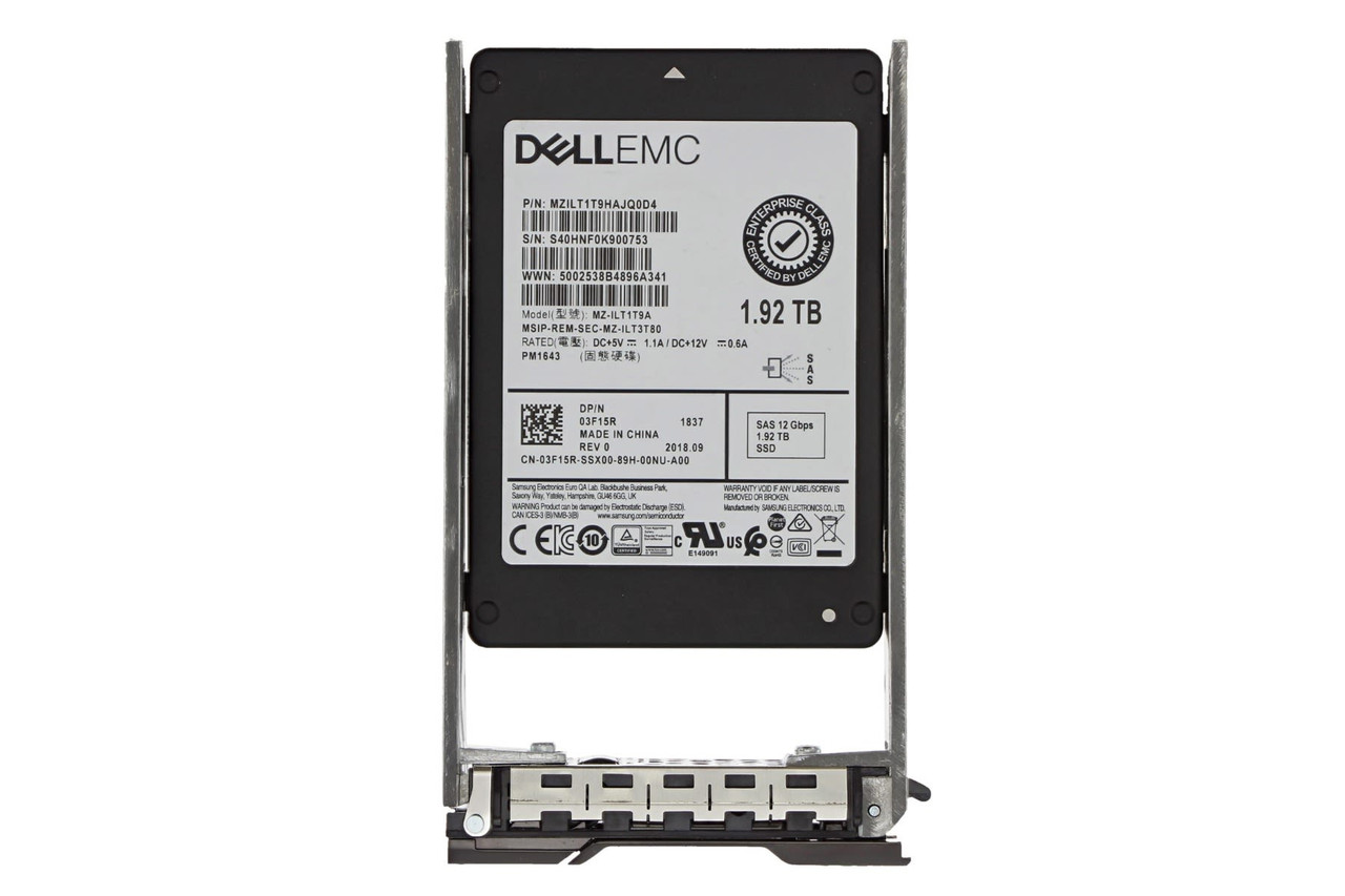 3F15R | Dell | 1.92Tb Tlc Sas 12Gbps 2.5-Inch Internal Solid State Drive (Ssd)