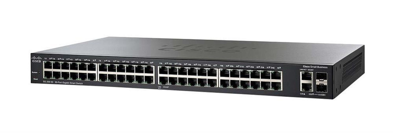 SLM2048T-NA | CISCO | Sg200-50 48-Ports 10/100/1000Base-T Rj-45 Manageable Layer2 Desktop Gigabit Smart Switch With 2 X Gigabit Ethernet Uplink Ports And 2X Shared Sfp Slots