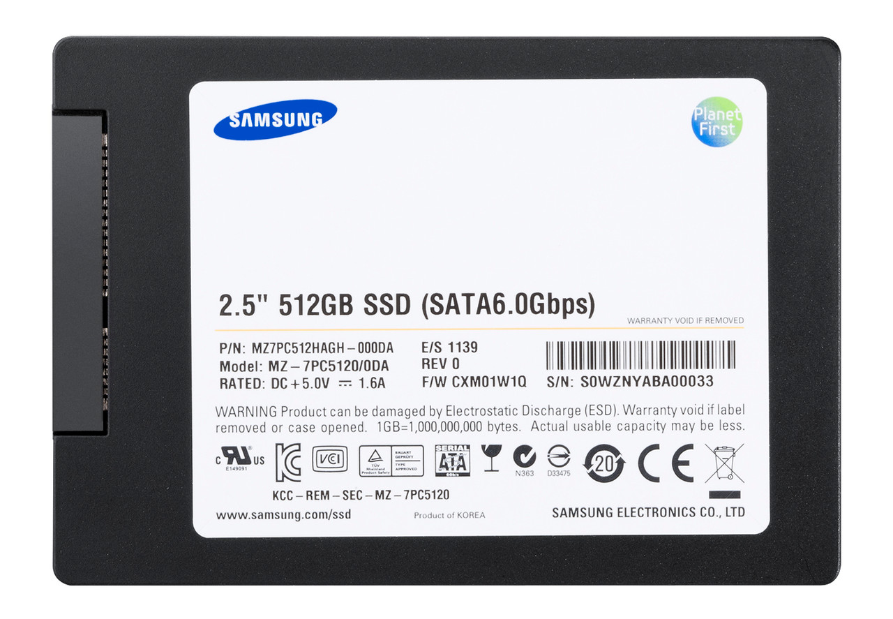 MZ-7PC5120 | Samsung | Pm830 Series 512Gb Mlc Sata 6Gbps (Aes-256) 2.5-Inch Internal Solid State Drive (Ssd)
