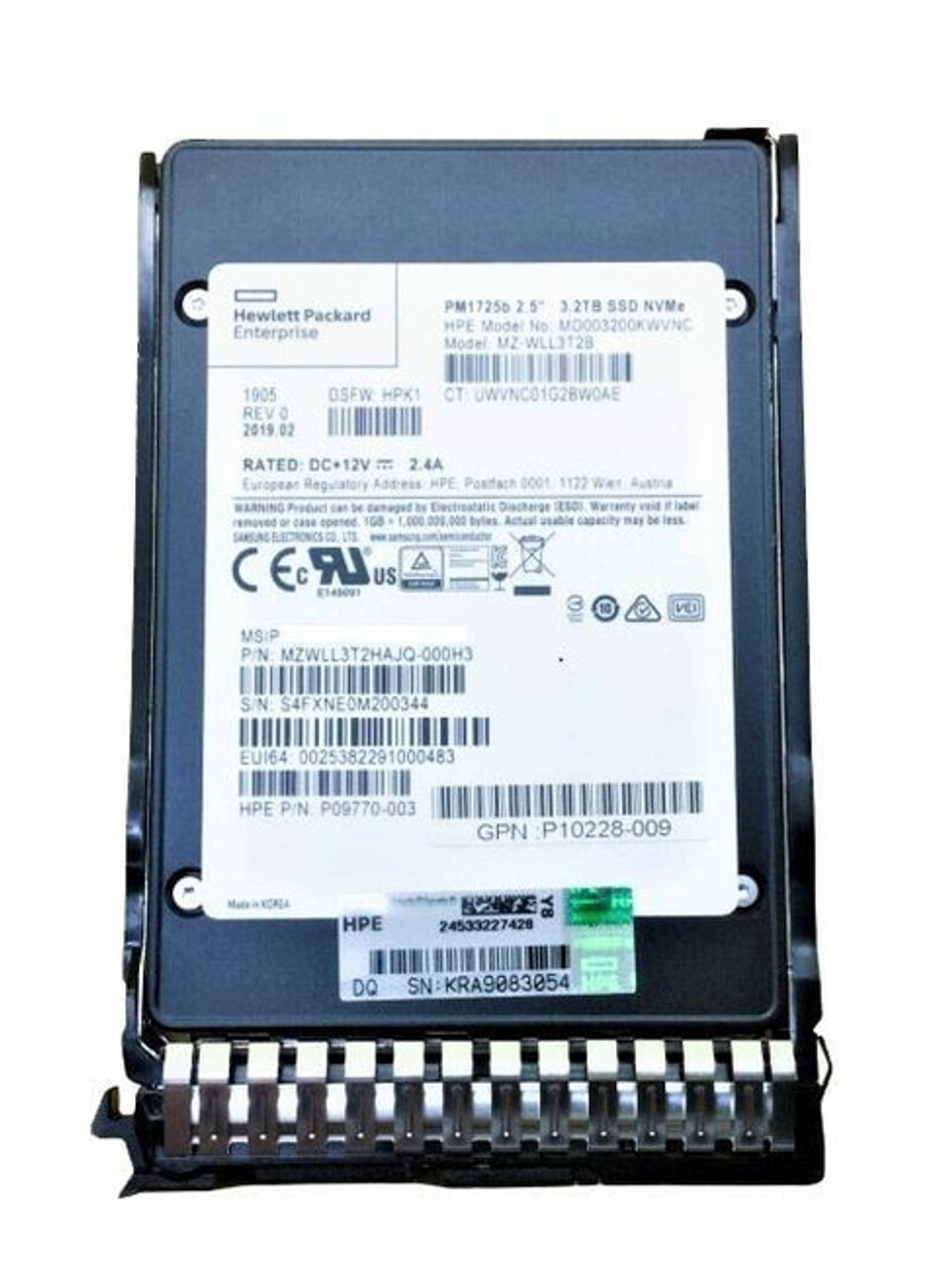 P10228-009 | HP | 3.2TB MU NVMe SFF 2.5-Inch SC VNME Internal Solid State Drive (SSD)