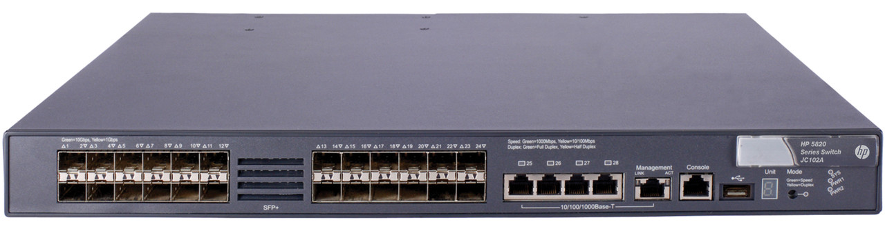 JC102A#ABB | HP | 5820-24XG-SFP+ 4 Ports Yes Layer 3 Switch