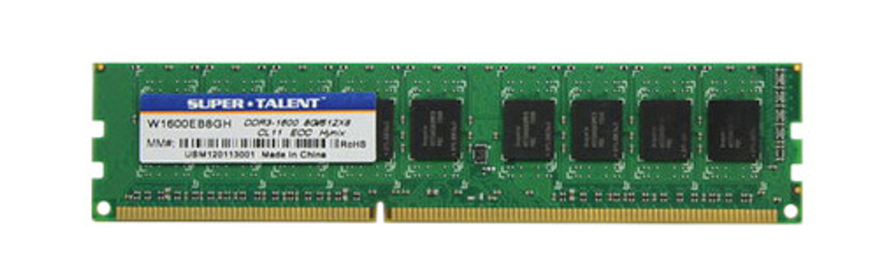 W1600EB8GH | Super Talent | 8GB PC3-12800 DDR3-1600MHz ECC Unbuffered CL11 240-Pin DIMM Dual Rank Memory Module